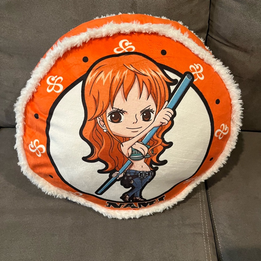 One Piece Nami Cushion with Hand Pockets Round 1 Plush NWT